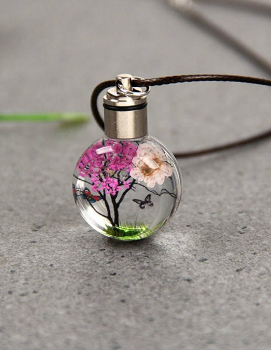 Collana mini sfera mini sfera fiori secchi